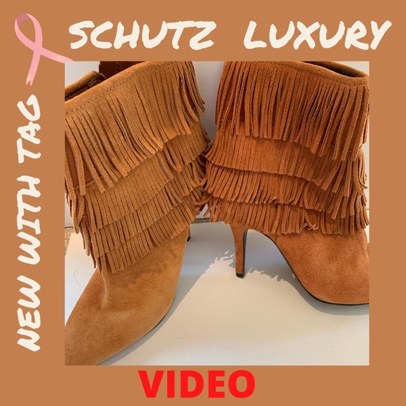 SCHUTZ Luxury Fringed Heels Booties - Picture 2 of 6
